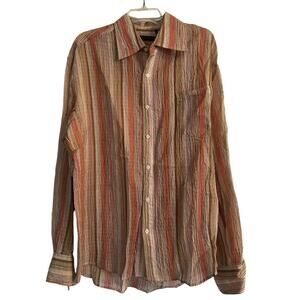 EUC Vintage Positano Men's Stripe Semi Sheer Dress Shirt Multi Color Size XXL